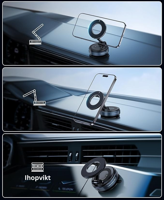 Magnetisk mobilhållare | Fritt justerbar med vakuumfäste