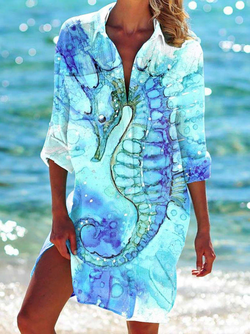 Beach blouse with summer motif