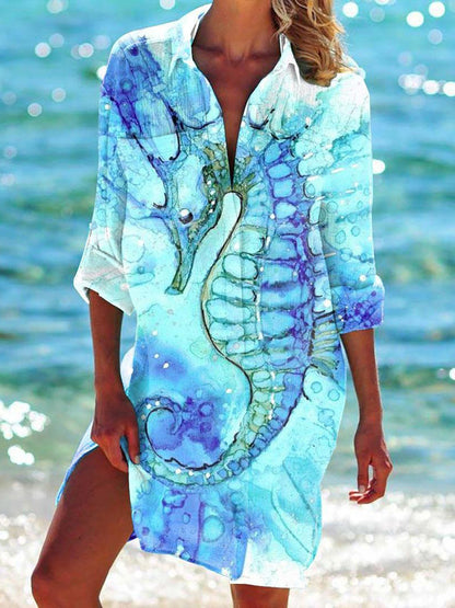 Beach blouse with summer motif