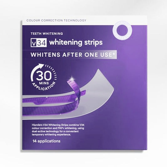 V34 Tandblekningsstrips – Vitare leende på mindre än 30 min