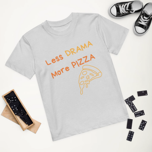 T-Shirt 100% ekologisk bomull "Less drama more pizza"
