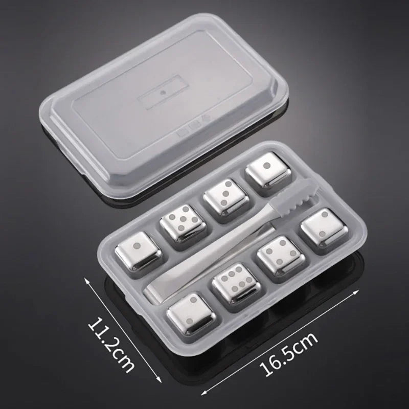 Kylkuber rostfritt tärningsmotiv 8-pack