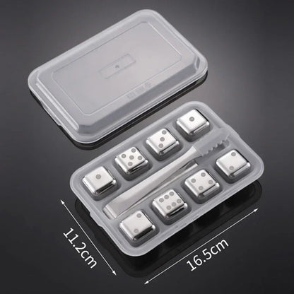 Kylkuber rostfritt tärningsmotiv 8-pack