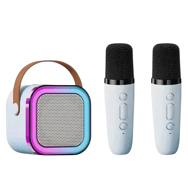 Karaokekit med högtalare och 2 mikrofoner