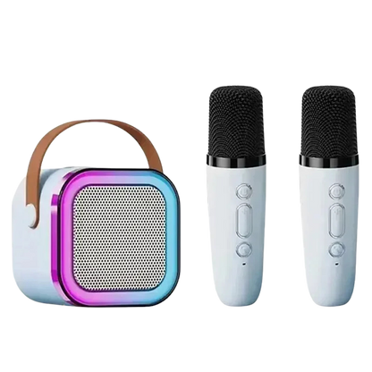 Karaokekit med högtalare och 2 mikrofoner