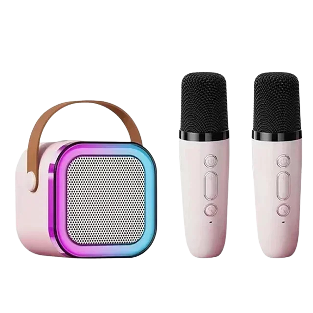 Karaokekit med högtalare och 2 mikrofoner