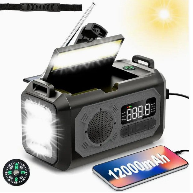 Nödradio 3-i-1  Radio Powerbank Ficklampa Extra kraftfull 1200mAh