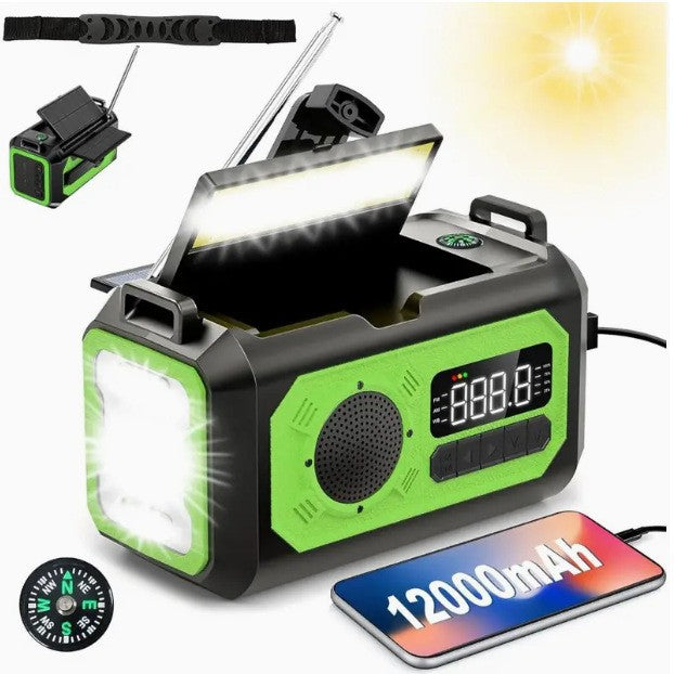 Nödradio 3-i-1  Radio Powerbank Ficklampa Extra kraftfull 1200mAh