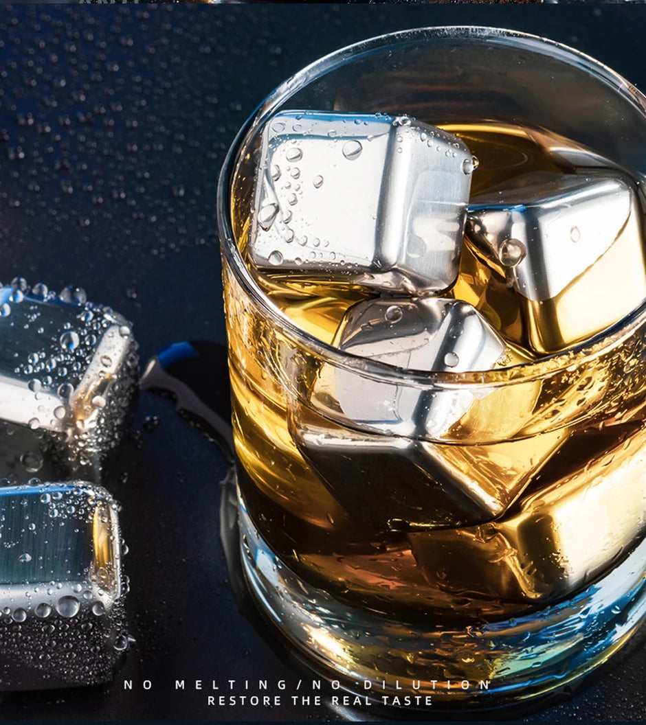 Silverfärgade kylbitar till whisky mm
