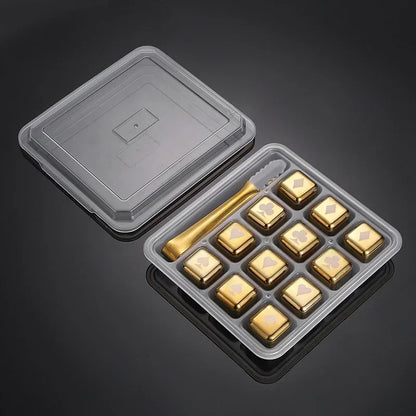 Guldfärgade kylkuber till whisky, drinkar m.m.