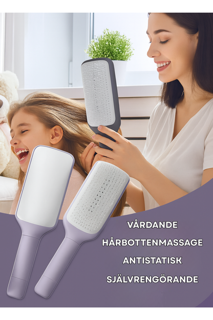 3-i-1 Hårborste - Självrengörande, Antistatisk, Massage