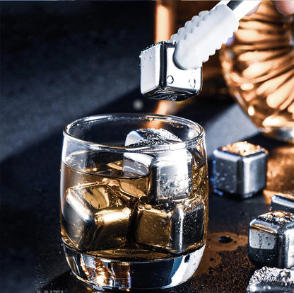 Silverfärgade kylbitar till whisky mm