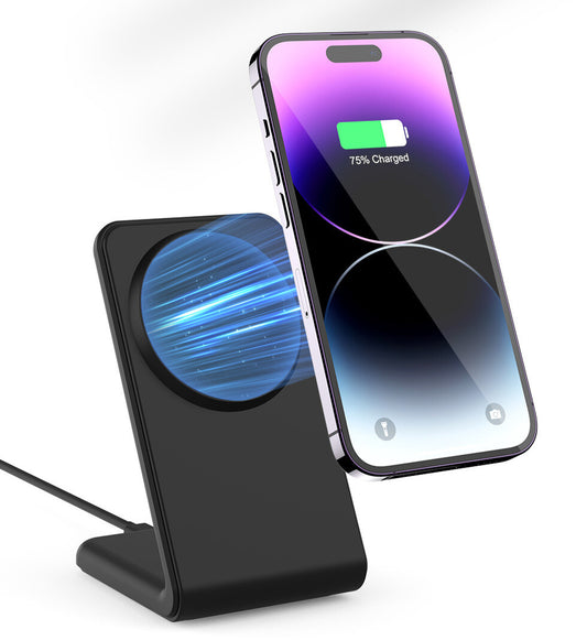 Trådlös magnetisk laddare och mobilställ i ett 