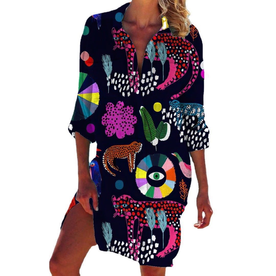 Strandblus motiv svart leopard