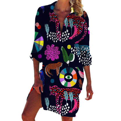 Strandblus motiv svart leopard