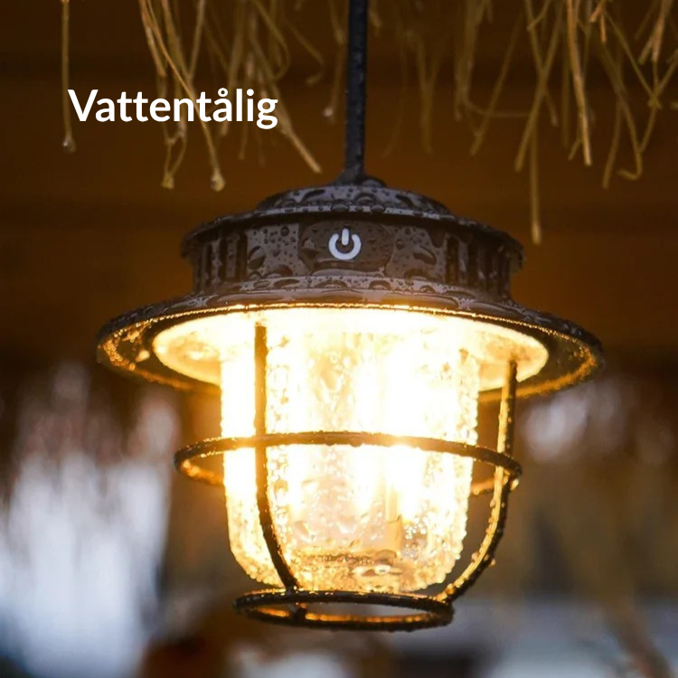 RETRO LY15 Lykta för trädgård eller camping - Vattentålig, Dimbar, Uppladdningsbar