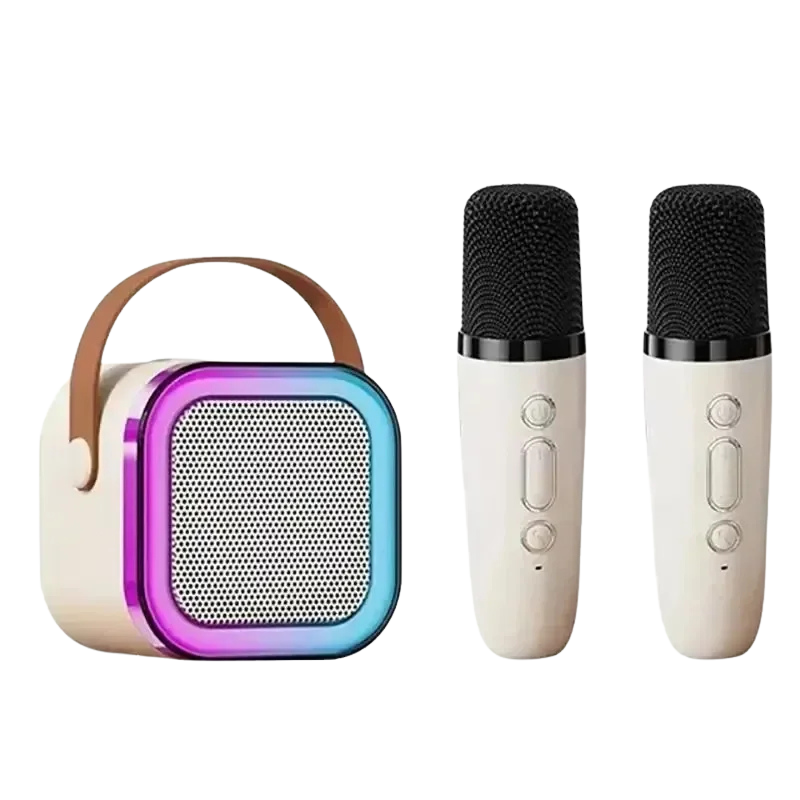 Karaokekit med högtalare och 2 mikrofoner