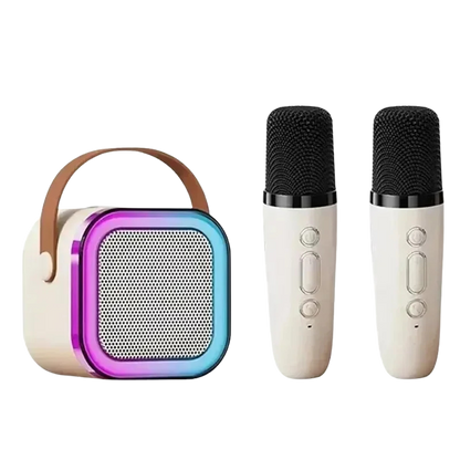 Karaokekit med högtalare och 2 mikrofoner