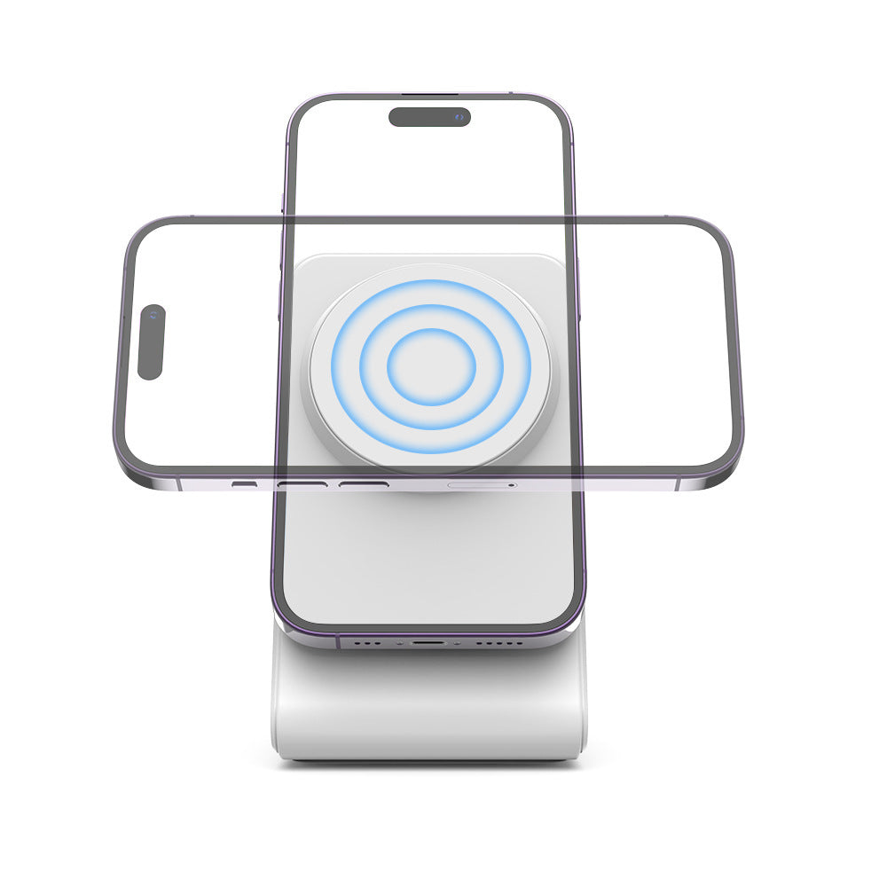 Trådlös magnetisk laddare och mobilställ i ett 