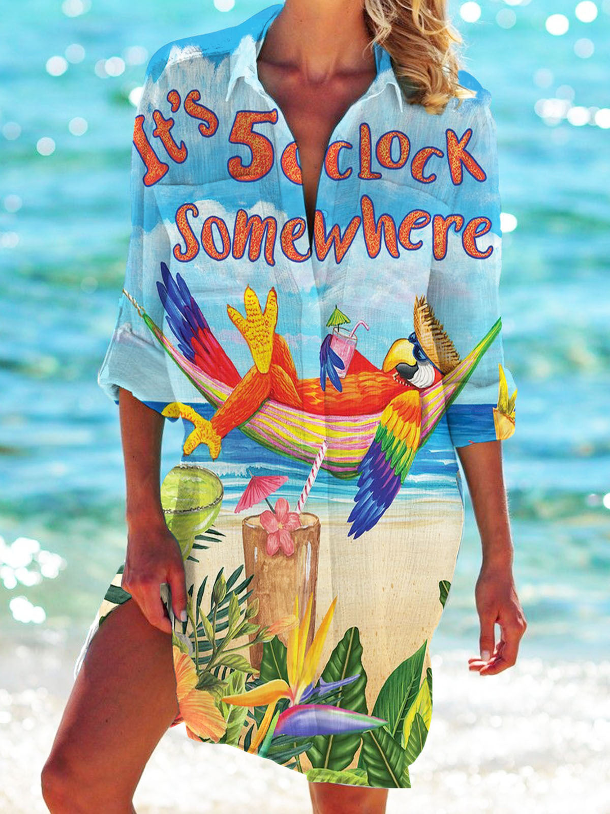 Beach blouse with summer motif