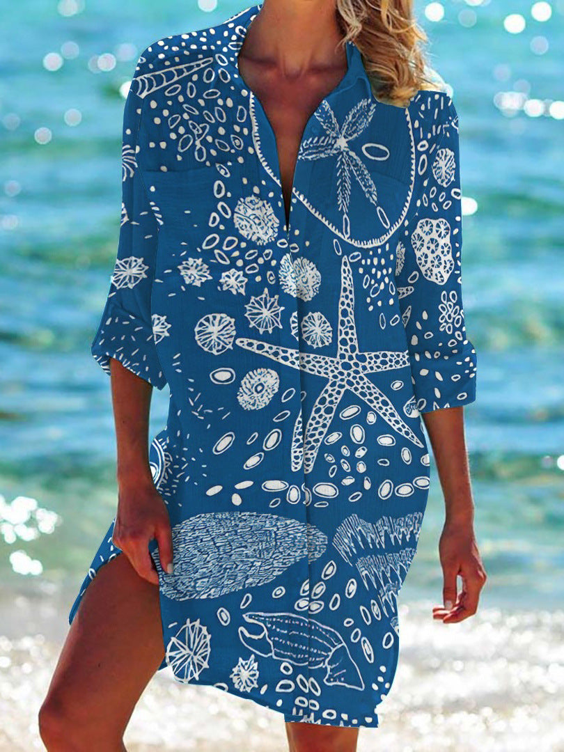 Beach blouse with summer motif